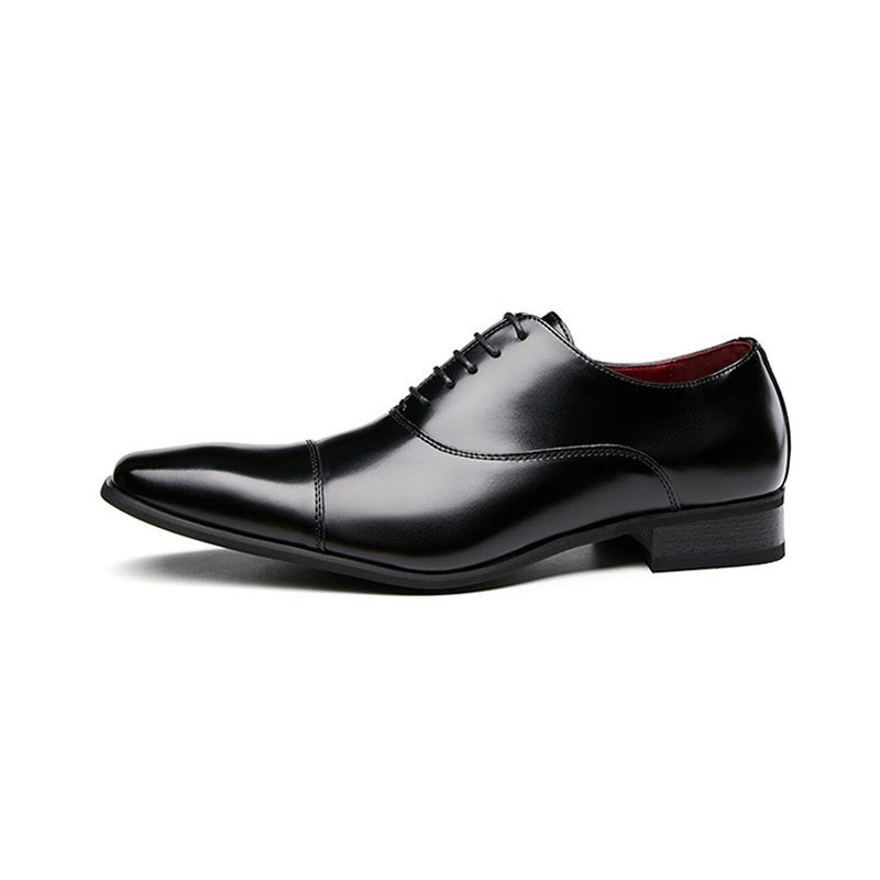 Męskie Buty Wizytowe Business Modern Lace Up Oxford Square Toe Leather - Czarny