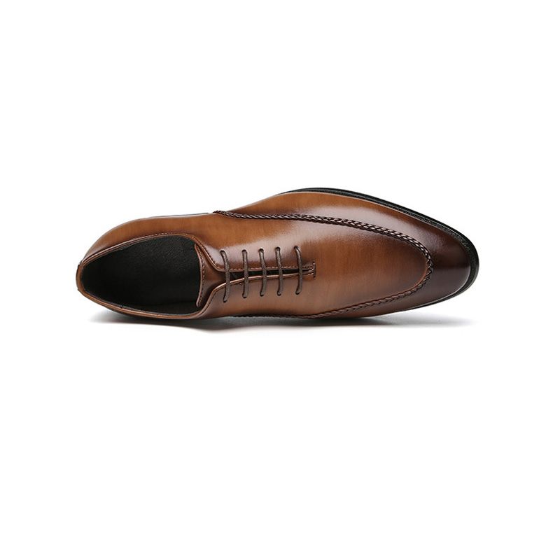 Męskie Buty Wizytowe Oxford Business Modern Retro Chiseled Toe - Brązowy