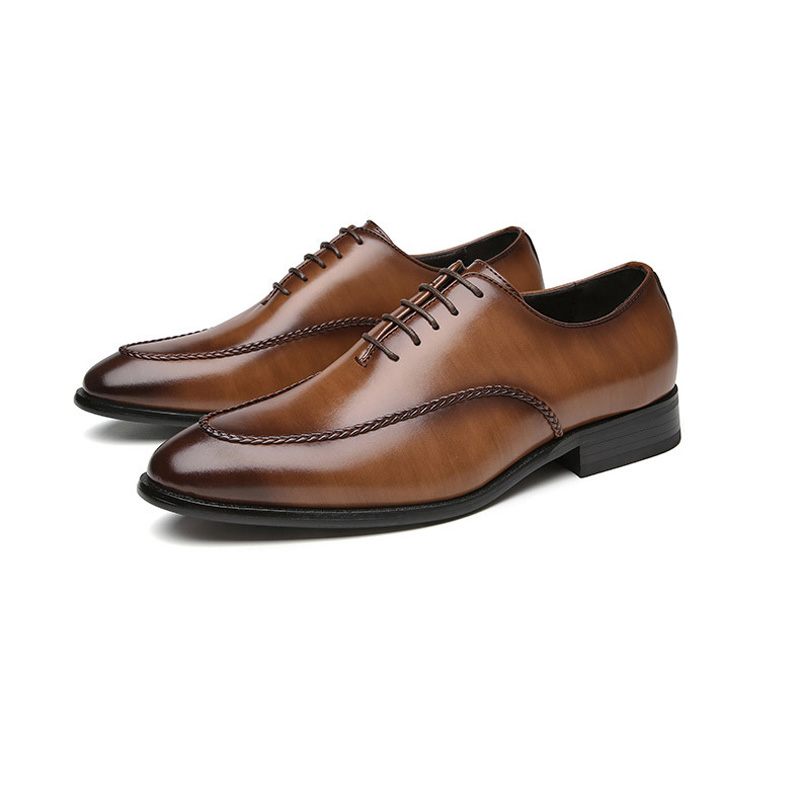 Męskie Buty Wizytowe Oxford Business Modern Retro Chiseled Toe - Brązowy